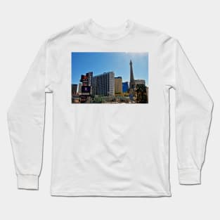 Eiffel Tower Paris and Ballys Hotel Las Vegas America Long Sleeve T-Shirt